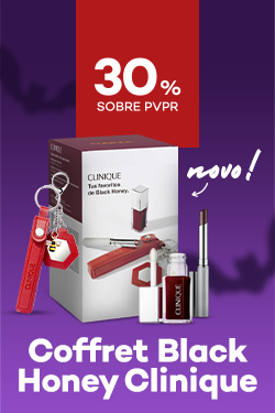 Novo Kit Black Honey da marca Clinique com destaque promocional de 30% sobre preço de Venda ao Público Recomendado